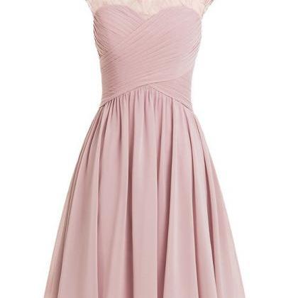 Dusty Pink Bridesmaid Dresses Short Lace Appliqué..