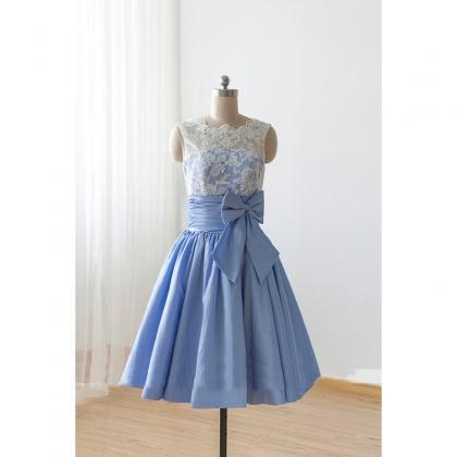 Blue Short Bridesmaid Dresses 2023 Vintage Lace..
