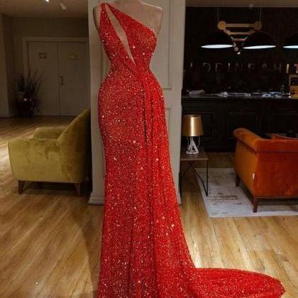 Sparkly Evening Dresses Long Mermaid Red One..