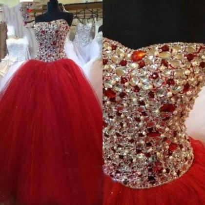 Red Quinceanera Dresses 2024 Crystals Beaded Ball..