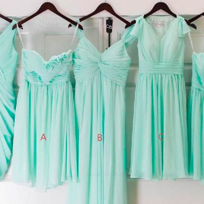 mint green bridesmaid dresses short..