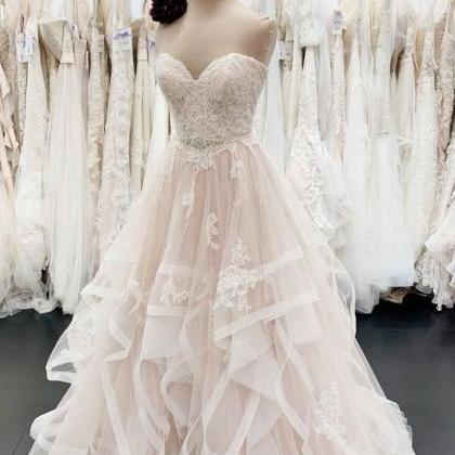 A Line Wedding Dresses For Bride Lace Applique..
