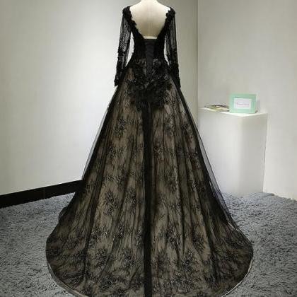 black wedding dresses 2023 long sle..