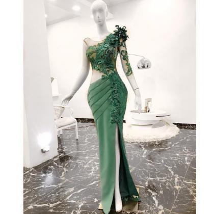 Long Sleeve Green Evening Dresses 2024 Mermaid..