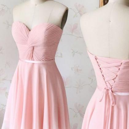 Short Bridesmaid Dresses 2024 Pink Chiffon A Line..