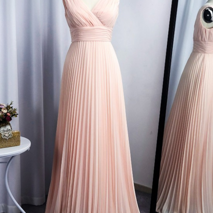 pink bridesmaid dresses long chiffo..