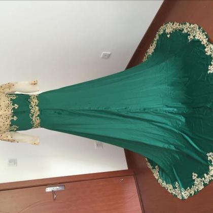 Vintage Prom Dresses Long Sleeve Hunter Green Lace..