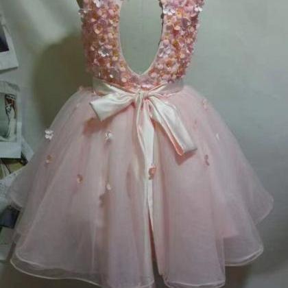 3d Flower Pink Prom Dresses Short Homecoming..