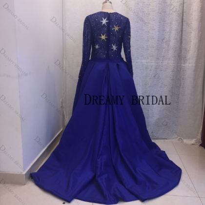 Long Sleeve Royal Blue Prom Dresses 2024..