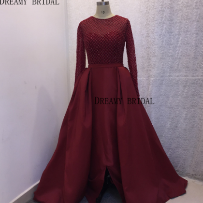 Burgundy Prom Dresses With Removable Skirt Satin..