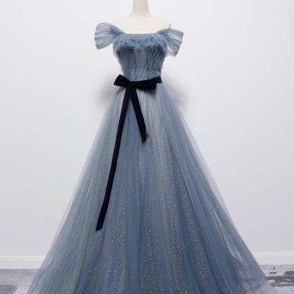 Dusty Blue Prom Dress, Simple Prom Dresses, Prom..