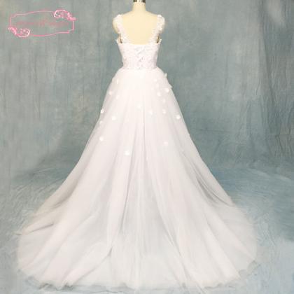 White Wedding Dresses With Detachable Skirt Lace..