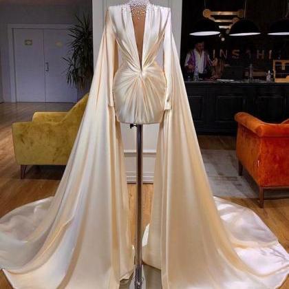 Evening Dresses Long Luxury 2024 White Beaded..