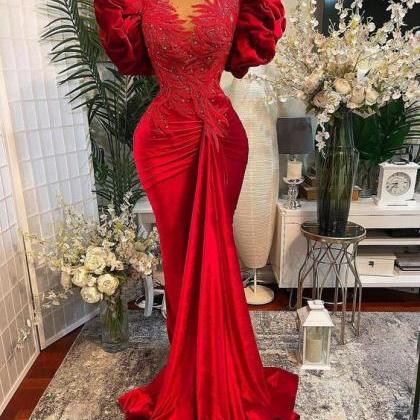 Red Evening Dresses Vestidos De Fiesta Flare..