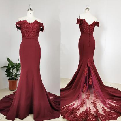 burgundy elegant evening dresses fo..