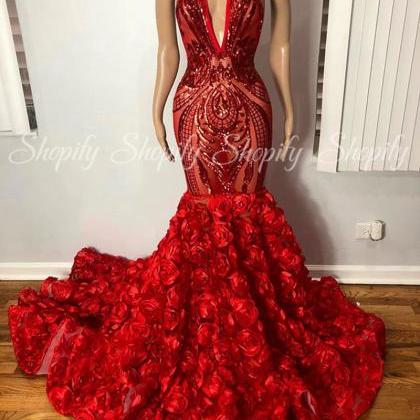 Vestidos Elegantes Para Mujer Red Sparkly Prom..