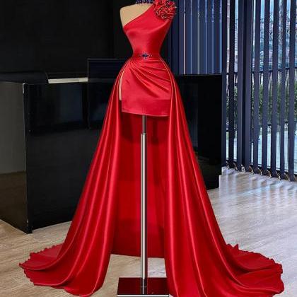 High Neck Red Prom Dresses 2023 Beaded One..