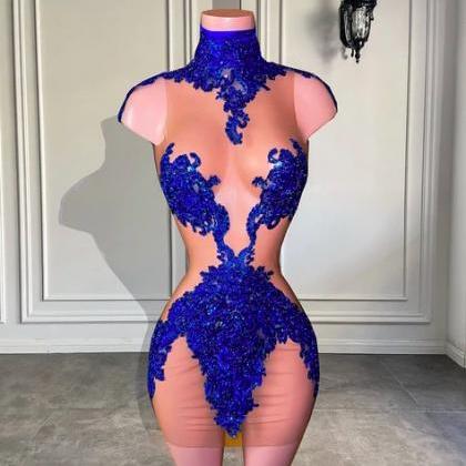 2023 Fashion Sexy Formal Party Dresses Royal Blue..