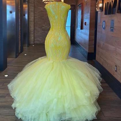 Yellow Sparkly Prom Dresses Abendkleider Robes De..
