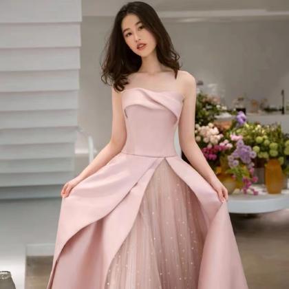 strapless pink prom dresses long sa..