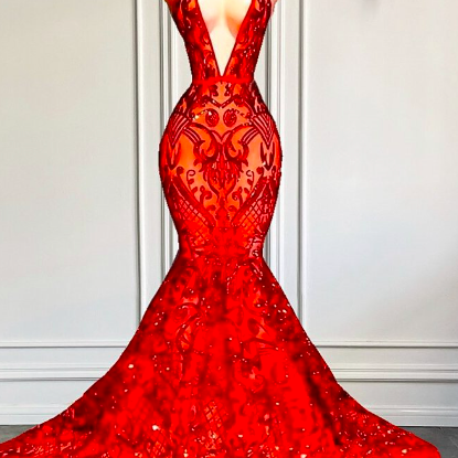 Red Sparkly Lace Prom Dresses Long Halter Sexy..
