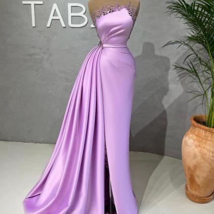 Luxury Simple Prom Dresses Pink Lace Applique..