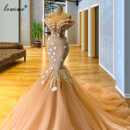 Modest Champagne Prom Dresses Long Off The..