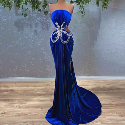 royal blue beaded evening dresses l..