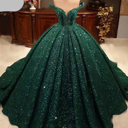 Sparkly Luxury Prom Dresses Ball Gown Sequin Lace..