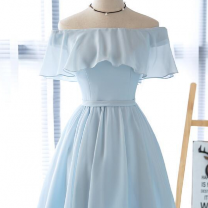 Chiffon Prom Dresses Short Homecoming Dresses Blue..