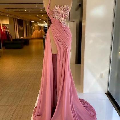Abendkleider Pink Prom Dresses Long Lace Applique..
