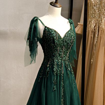 Robe De Soirée Green Vintage Prom Dresses A Line..