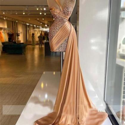 Rose Gold Sparkly Evening Dresses For Women..