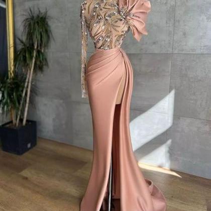 Luxury Beaded Evening Dresses Long Sleeve One..