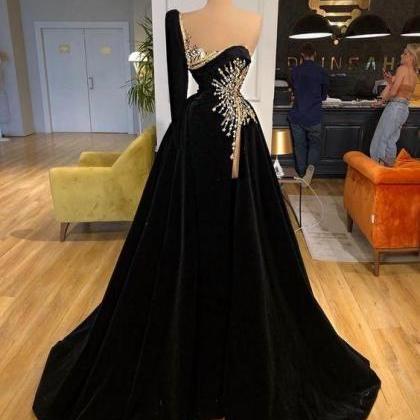 Black Beaded Prom Dresses For Women Vintage One..