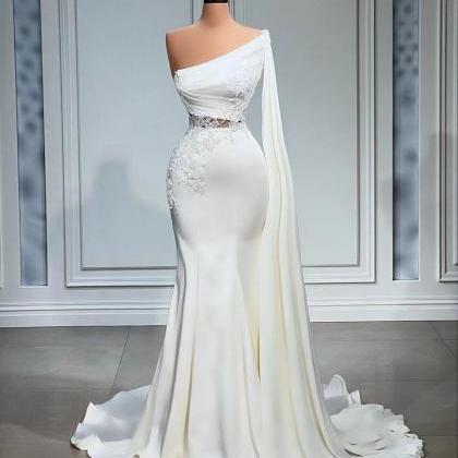 One Shoulder Wedding Dresses For Bride Lace..