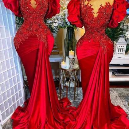 Gorgeous Luxury Evening Dresses 2024 Short Sleeve..