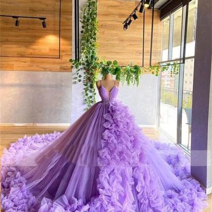 Robe De Bal Purple Prom Dresses Ball Gown..