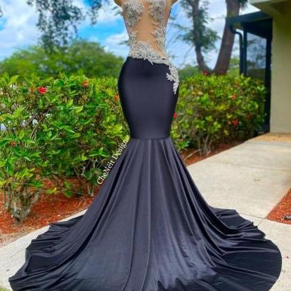 Vestidos De Fiesta Black Beaded Evening Dresses..