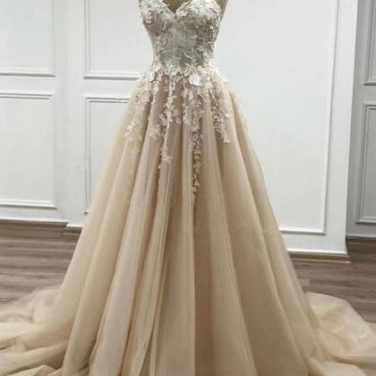 Sweetheart Neck Champagne Prom Dresses 2024 A Line..