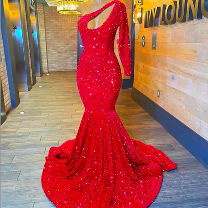 Vestido Luxo Para Festa De Gala 2023 Red Sparkly..