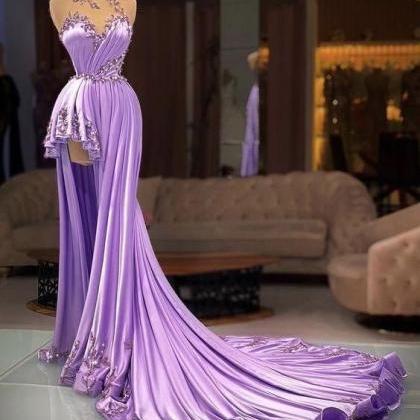 Special Occasion Dresses 2024, High Neck Purple..