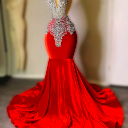 Luxury Red Prom Dresses For Women Fashion Beaded..