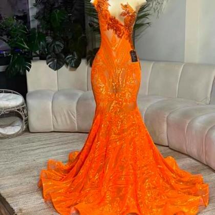 Formal Occasion Dresses Orange Sparkly Prom..
