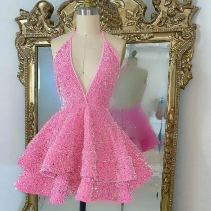 Vestidos De Graduacion Pink Sparkly Prom Dresses..