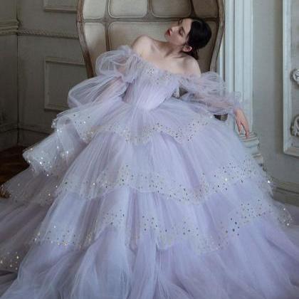 Romantic Purple Prom Dresses 2023 Off The Shoulder..