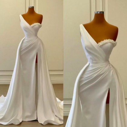 One Shoulder Bridal Dresses 2024 Sweetheart Neck..