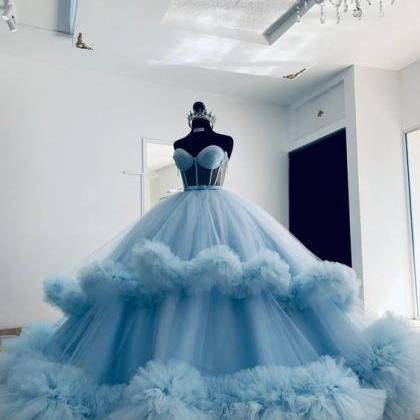 Sweet 16 Dresses Blue Prom Dresses Ball Gown..