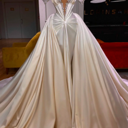Arabic Wedding Dresses 2023 Beaded Detachable..