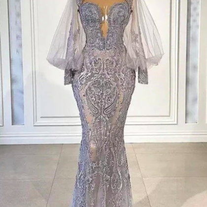 2024 Fashion Prom Dresses Lace Applique Elegant..